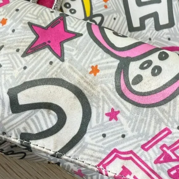 Vintage Y2k Coach Poppy Graffiti Tote Shoulder Bag Butterfly Charm Cutecore - Picture 13 of 14